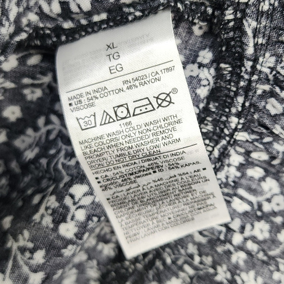 Old Navy Dress Womens XL Black White Floral-Print Puff-Sleeve All-Day Maxi Swing - Picture 6 of 11